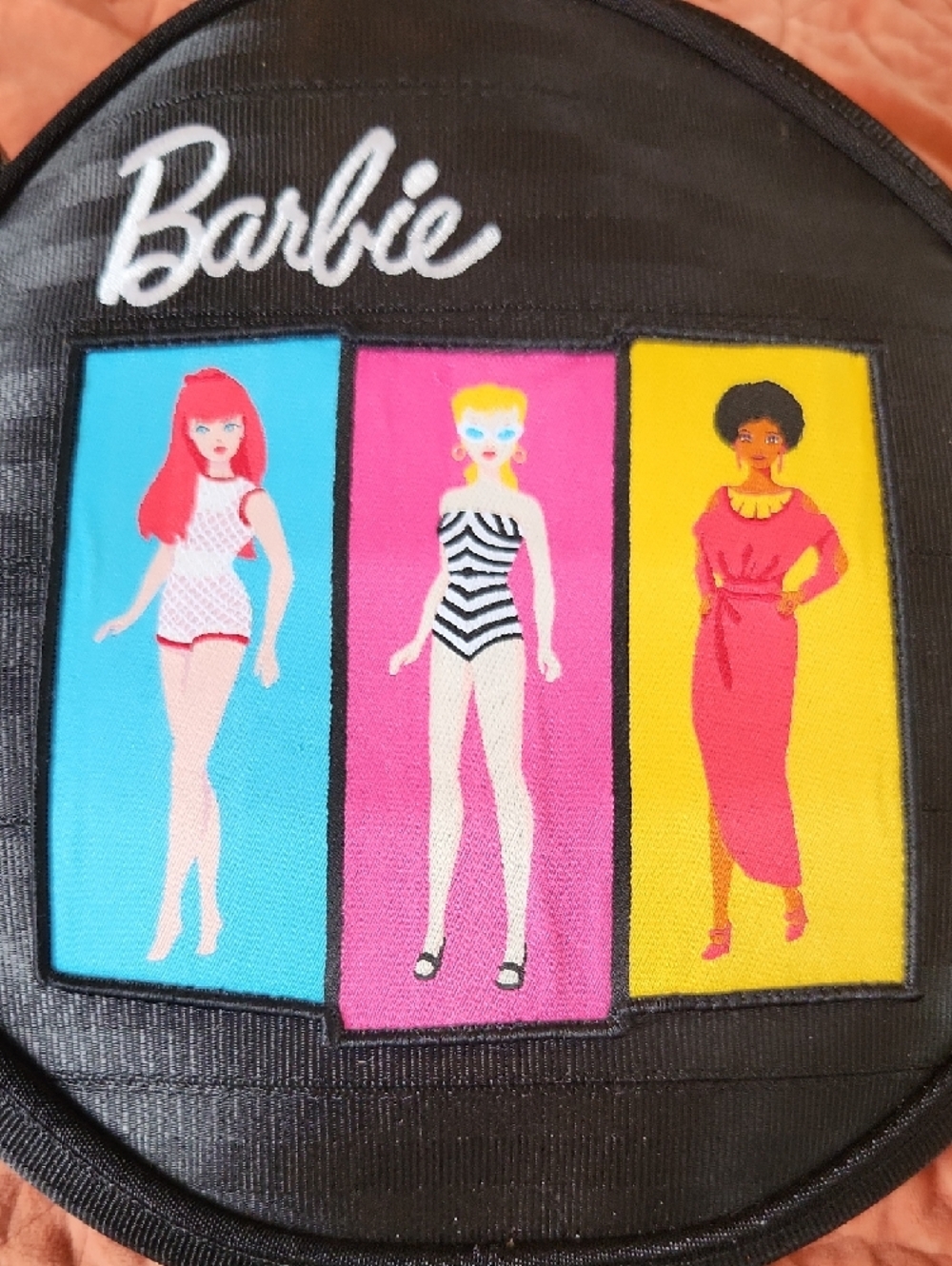 Barbie Black Round Crossbody Bag with Blue, Pink & Yellow Panels - Picture 7 of 10